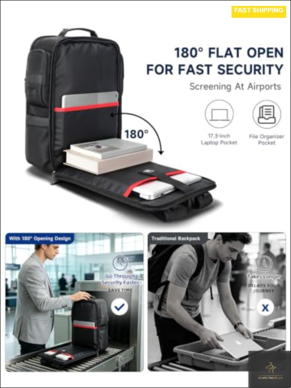 16" Laptop Backpack Men USB Charging Ports Water-Resistant TSA Friendly Work - Picture 4 of 5